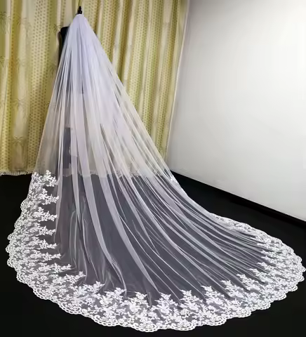 3m Cathedral Veil Wedding Veil Ivory White Bridal Veil Lace veil 3m 4m 5m With Comb for Wedding dres