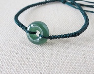 本命年【歲歲平安】平安扣翡翠絲光編織手鍊*SS38*招財、開運