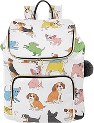 Cute Dogs White Casual Backpack, 15L Medium Backpack Purses for Woman
