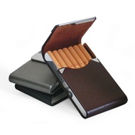 1Pcs Stainless Steel PU Smoking Accessories Tobacco Holder Cigarette Case Cigar Storage Box