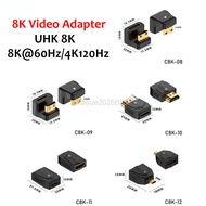 8K 4K 60Hz Adapter 360 Degree Angled U-shaped L Converter Mini HDMI Male to HDMI-compatible 2.1V Fem