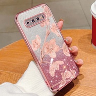 Casing for Samsung Galaxy S10 S9 S8 Plus Bauhinia Glitter Powder Shockproof Phone Protective Case Cover