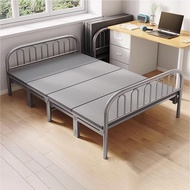 Foldable Bed Single Household Double Reinforced Iron Bed Office Simple Installation-Free Design