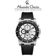[Official Warranty] Alexandre Christie 6141MCLSSSL Leather Strap 44.20mm Men's Chronograph Watch 614