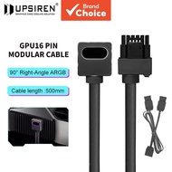 UPSIREN 16-Pin 90-Degree GPU Power Extension Cable 50cm ARGB Sync Flexible Braided Cord for RTX 4080