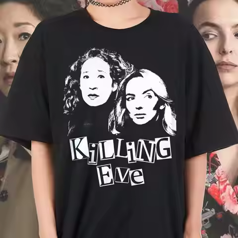 Killing Eve Tshirt Sandra Oh Jodie Comer Eve Polastri Villanelle Oksana Astankova Shirt Summer Men's