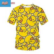 TIEQILI 2024 New Funny Animal Cute Yellow Duck 3D Printed T-shirt Cartoon Street Men and Women Short Sleeve Harajuku Children's Top 6XL