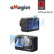 aMagisn DJI Action 5 Pro Camera Screen Protector Tempered Glass (2 Sets) Lens and Screen
