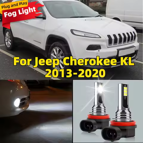2Pcs 6000K LED Lamp Car Front Fog Light H8 H9 H11 Accessories For Jeep Cherokee KL 2013 2014 2015 20