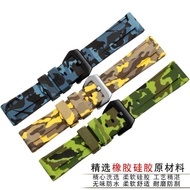 4/3✈Silicone watch strap camouflage trendy men suitable for Panerai Berni military watch Diesel rubber wrist strap 22 24