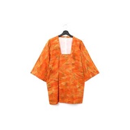 Back to Green-日本帶回羽織道行 筆觸痕 夕陽橘 /vintage kimono