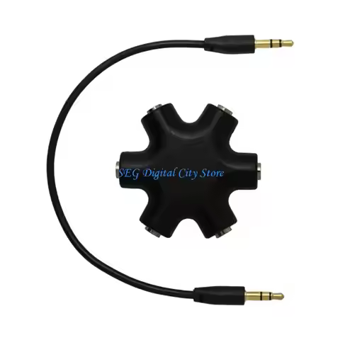 U75B Star Shaped 5 Way 3.5mm Headphone Music Splitter for Group
