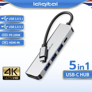 Idigital Type C HUB Adapter ฮับ USB C USB3.0 HDMI 4K 1000Mbps RJ45 PD100W SD TF อะแดปเตอร์ 7in1 6in1