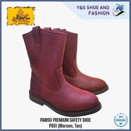 PAWSU High Cut Premium Leather Safety Boots P801 | Kasut Safety Pawsu 801 Oil Resistant Mrn Tan