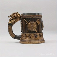 Retro Viking Medieval Mug with Lid Bar Stainless Steel European Beer Mug Embossed Unique OrnamentsHT
