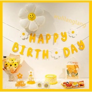 Daisy Happy Birthday Flag Felt Birthday Flag Daisy Themed Birthday Party Decoration