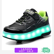 2.152025 new style charging kids adult LED shoes Heelys double wheel roller sneakers skating flashin