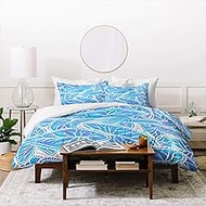 Society6 Sewzinski Caladium Leaves In Blue Pillowcase(s) Comforter Set with Pillow Sham(s), Twin/XL