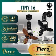 FIERO Fan FIERO TINY 16" Wall / Ceiling Mounted Fan 3 Blades 7 Speed + Turbo Remote Control DC Motor