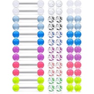 12 Pcs 14G Glow in Dark Nipple Rings and 48 pcs Replacement Balls Stainless Steel 316L Straight Tong