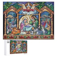 Stained Glass Nativity Puzzle 500 Color Printing Decompression Puzzle 1000 Piece Wooden&amp;Puzzle Leisure DIY Toy Jigsaw Puzzle