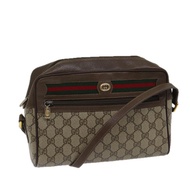 GUCCI GG 帆布 Web Sherry Line 單肩包 PVC 米色綠色紅色正品 71165