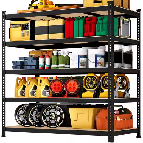 48" W x 24" D x 72" H Garage Shelving Heavy Duty - 5 Tier Metal Storage Shelves, Adjustable Shelving