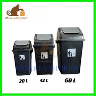Plastic Swing Dustbin 20 Liter / Tong Sampah (HG4325) ( Black/ Grey )