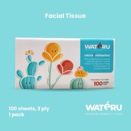 Wateru Bamboo Facial Tissue - Facial Tissue 100 Sheets 2 Ply Bamboo Tissue