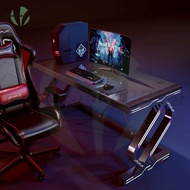 Gaming Table Simple Computer Table Double Tempered Glass Carbon Fiber Texture Gaming Table Mohayaoku
