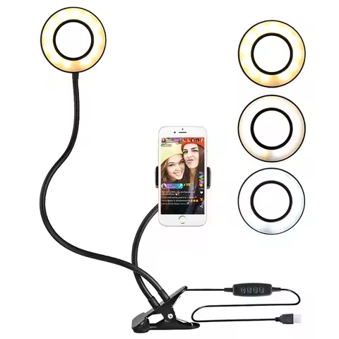 2021 Mobile Phone Live Holder Lazy Bracket Desk Lamp LED Selfie Ring Light Flexible For Youtube Live