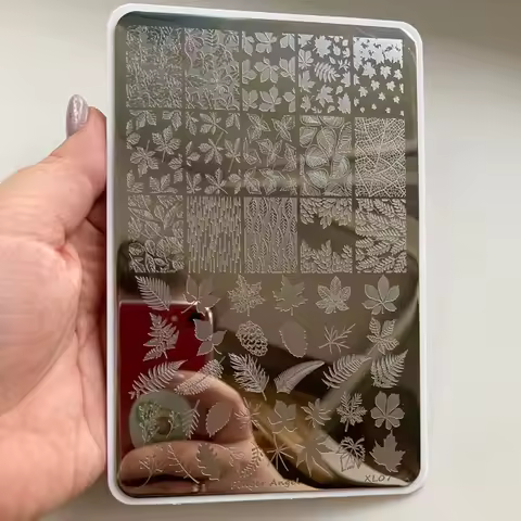Christmas Nail Stamping Plates Over-size Stainless Steel Nail Art Stamp 9.5X14.5cm Leaves/Flowers/Sn