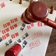 FUSIONFLASH Judge Stamp Hammer, Inkpad Tool Toy Wooden Hammer, Role Play Toy Portable Red Wooden Min