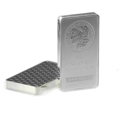 10 OZ USA Badge Silver Plated Coin Non Magnetic Vacuum Sealed Pack Bar