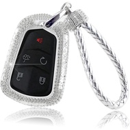 PGONE Car Key Case Shell Fob Cover Chain Lady Ring with Bling Rhinestones Diamond Crystals For Cadil