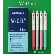 Writech Ballpoint Gel Ink W - Gel W-1064 Gel Pen/ Click Gel Pen 0.5mm Black (1 Box contains 12 Pcs)