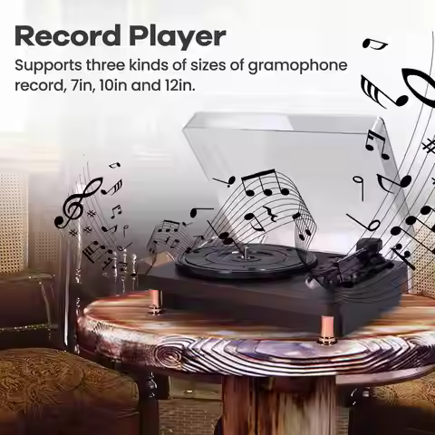 Record Player 33RPM 45RPM 78RPM Portable Record Player for Entertainment and Home Decoration