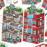 ENWEI 4 Pcs [Roman Hotel Series] Landscape Sticker Sheet for Scrapbooking Journaling with Auction Ho