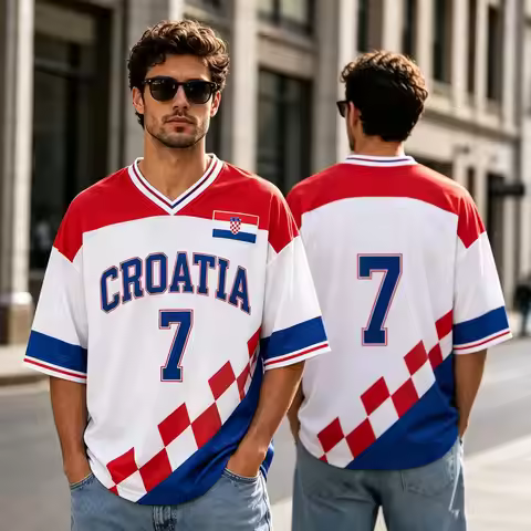 Croatia #10#7 Soccer Jersey Men V Neck Football T Shirt Croatia Modric Fans Uniform Casual Streetwea