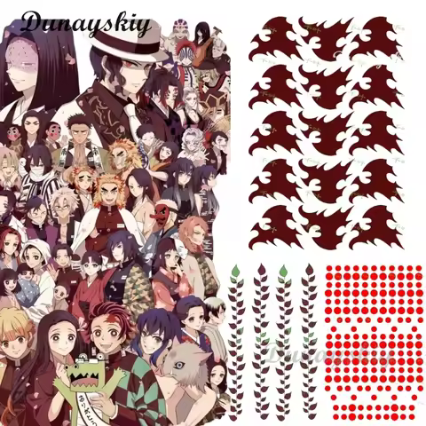 Anime Demon Cosplay Tattoo Stickers Daki Enmu Kamado Tanjirou Tomioka Giyuu Shinazugawa Sanemi Kawai