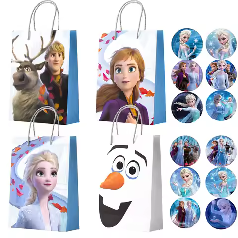 Frozen Birthday Gift Bags,24pcs Frozen Elsa Party Bags/Frozen Party Bags+24pcs Frozen Stickers for F