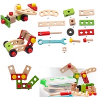 Educational Montessori Kids Toys Plastic Wooden Toolbox Pretend Play Set Children Nut Screw Assembly