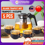 CROSSTO 🔥Harga Terendah🔥 Teko Kaca Pembuat Teh Tahan Panas Teko Penapis Keluli Tahan Karat Boleh Bas