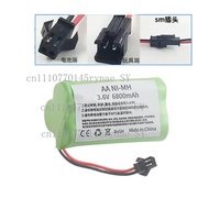 AA 3.6V 6800mAh Double Row Rechargeable Battery For RC Toy Car With SM/JST/Docking Connector