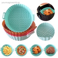 Air Fryer Silicone Pot Air Fryers Oven Baking Tray for Pizza Fried Chicken Air Fryer Accessories Round Pan Reusable Mat