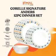Corelle Signature Anders 12pc Dinner Set Tableware Set Pinggan Mangkuk | IFMAL | Made in USA | Ready