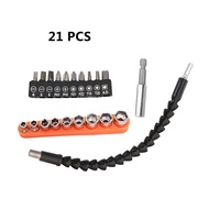 [Ready Stock] 21 Pcs Set Flexible Screw Driver Bit Extension Kit Flexible Shaft Extension Rod Cordless Drill