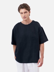 Oversized Linen Shirt with Open Shoulder