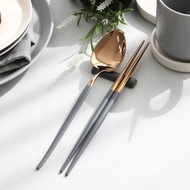 韓國SSUEIM Mariebel系列莫蘭迪不鏽鋼餐具2件組-灰色