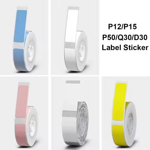 1Roll Self Adhesive Label Sticker 12x40mm 14*30mm Thermal Paper Roll for P12/P15/P50/Q30/D30 KingJim